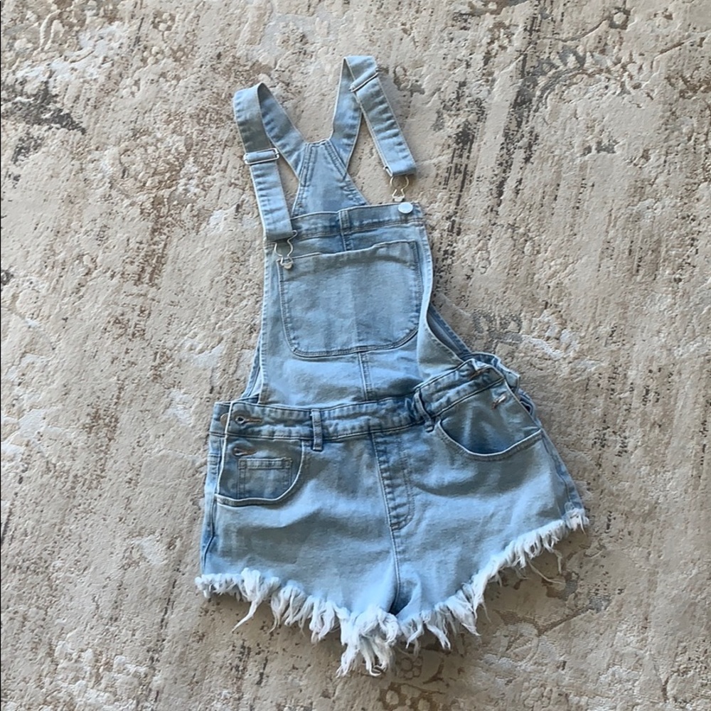 Denim short overalls